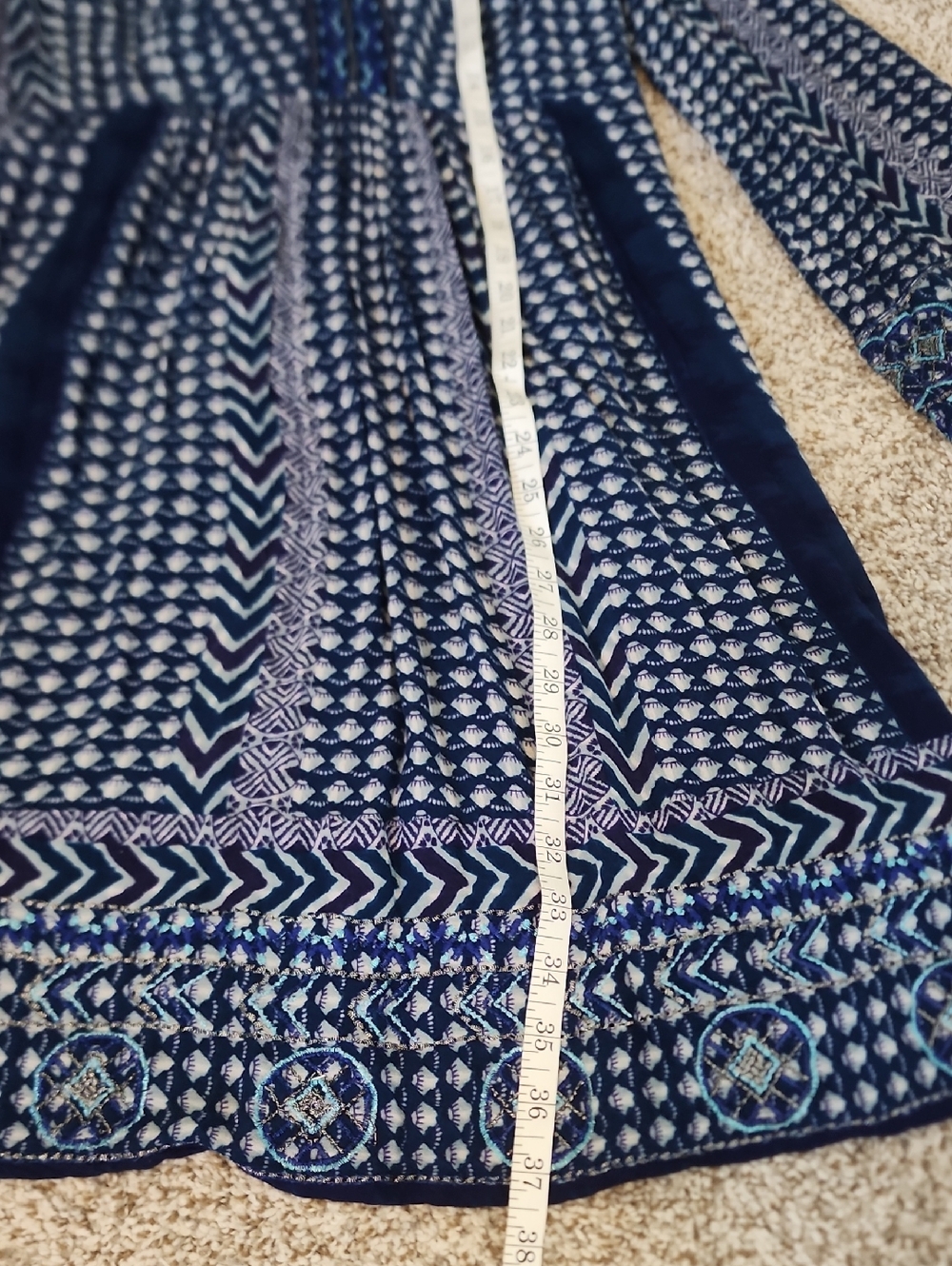 🌊ANTHROPOLOGIE ANTAKEMI + KIN Blue Long-Sleeve Women's Dress. BOHO ✨️L Y2K🌸 - Picture 11 of 12